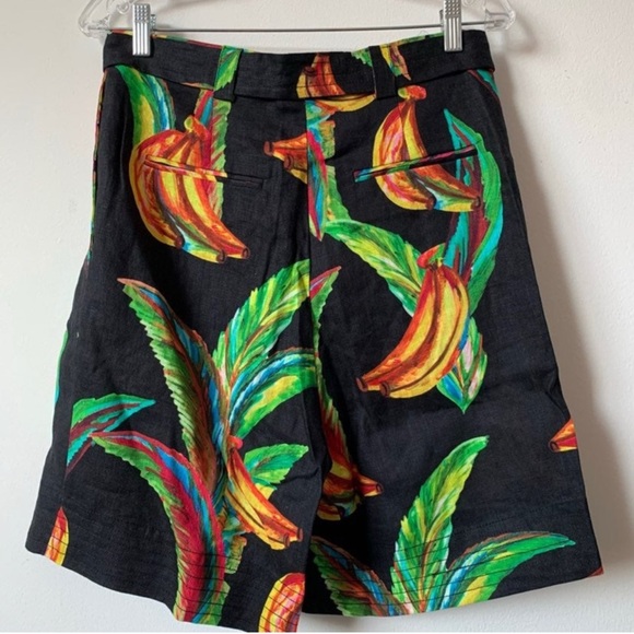 FARM RIO Banana Print Linen High-Waisted Shorts – Preta Black, XS, $215 NEW - Picture 5 of 10